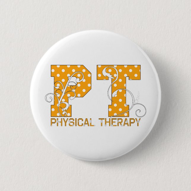 pt orange white polka dots pinback button (Front)