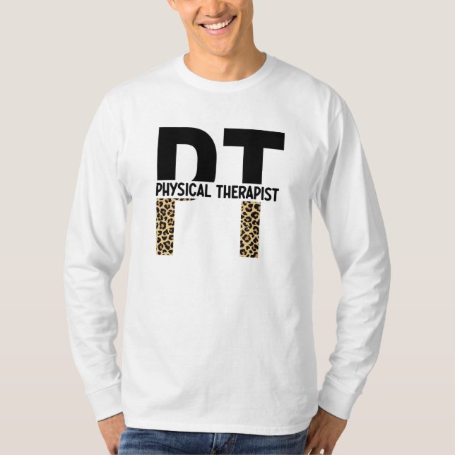 PT Physical Therapist Cheetah Print PT Grad Gifts T-Shirt (Front)