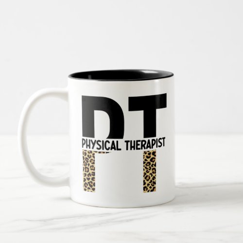 PT Physical Therapist Cheetah Print PT Grad Gifts Two_Tone Coffee Mug