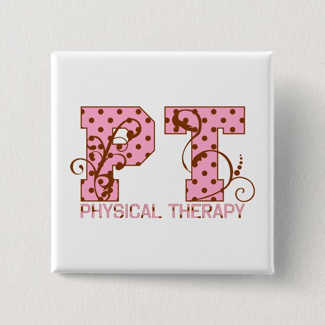 pt pink and brown polka dots pinback button (Front)