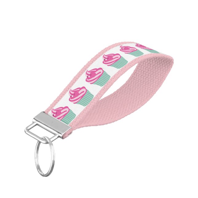 pt train gym fitness teacher coach cupcake sweets wrist keychain (Angled Down)