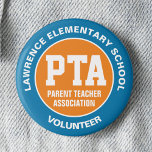 PTA Parent Teacher Association Pin Buttons<br><div class="desc">This pin is designed for Parent Teacher Association. Its color stand out and the fonts are easy to read. Both top and bottom texts are editable with your school name and slogan. ♥ ♥ ♥ If you have problem customizing this product or you want this design on a different product,...</div>