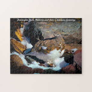 Ptarmigan Bird Montana. Christmas Greetings Jigsaw Puzzle