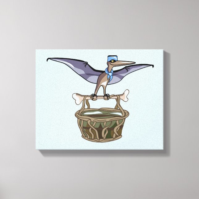 Pteranodon Carrying A Basket Canvas Print (Front)