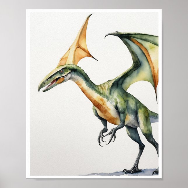 Pteranodon Dinosaur Watercolor WallArt HomeDecor Poster (Front)