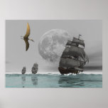 Pteranodon the ships and the Moon Poster