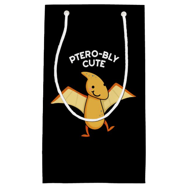 Pterobly Cute Funny Pterodactyl Pun Dark BG Small Gift Bag (Front)