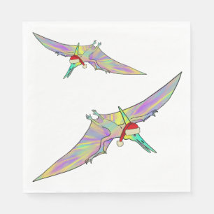 Pterodactyl Colorful Xmas Dinosaur Funny Festive Napkins