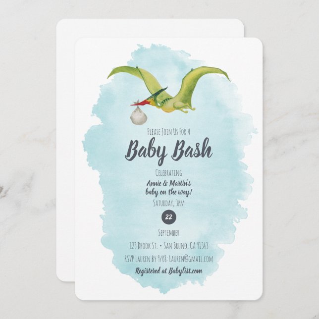 Pterodactyl Delivery Invitation (Front/Back)