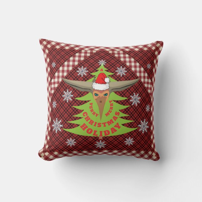 Pterodactyl Dinosaur Christmas Throw Pillow (Front)