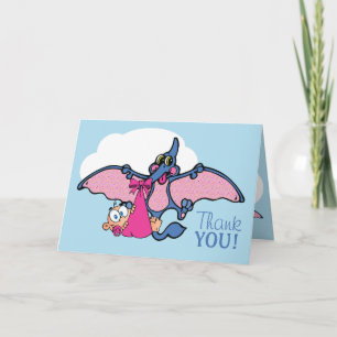 Pterodactyl Dinosaur Girl Baby Shower Thank You Card