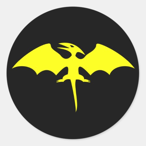Pterodactyl Dinosaur Superhero Logo Classic Round Sticker