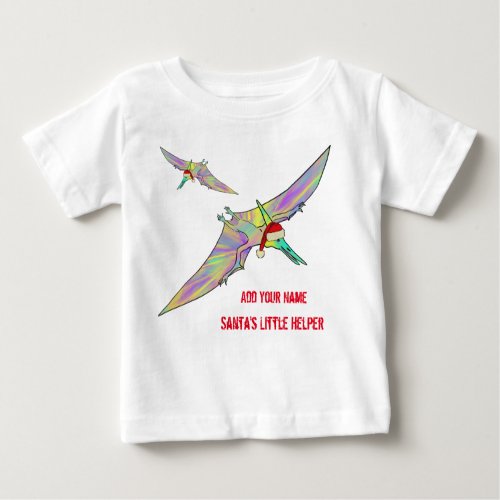 Pterodactyl Festive Dinosaur Funny Santa Slogan Baby T_Shirt