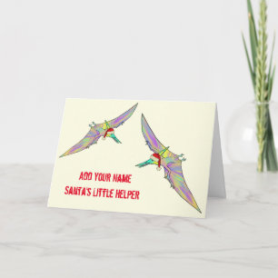Pterodactyl Festive Dinosaur Funny Santa Slogan Card