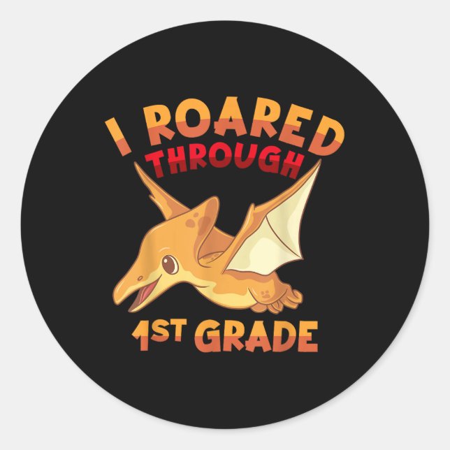 Pterodactyl School Start Outfit For Paleontologist Classic Round Sticker (Front)