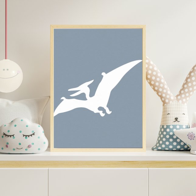 Pterodactyl Silhouette Nursery Wall Art Blue Dino (Creator Uploaded)