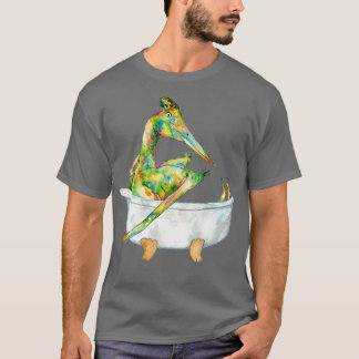 Pterodactyl taking bath dinosaur painting T-Shirt