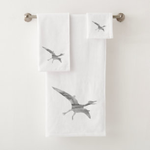 Pterodactylus Dinosaur Gray Bath Towel Set