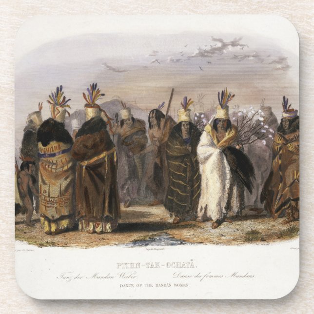 Ptihn-Tak-Ochata, Dance of the Mandan Women, plate Drink Coaster (Front)