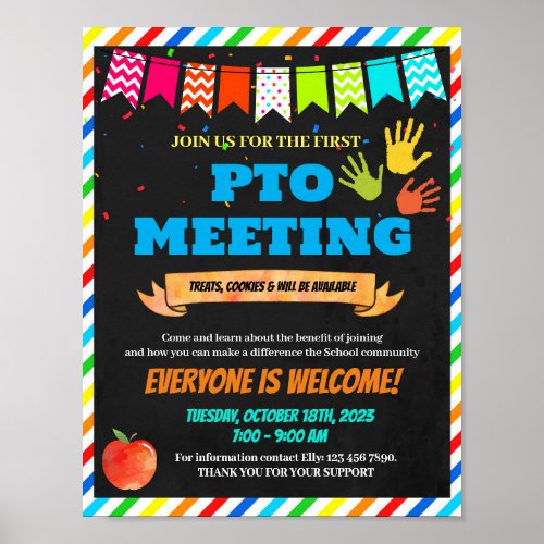 PTO PTA Meeting school template Poster