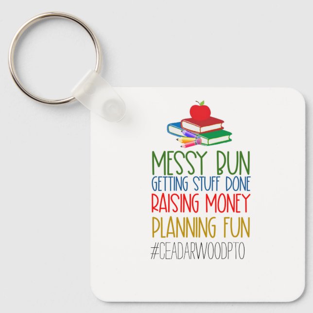 PTO/PTA Messy Bun Keychain (Front)