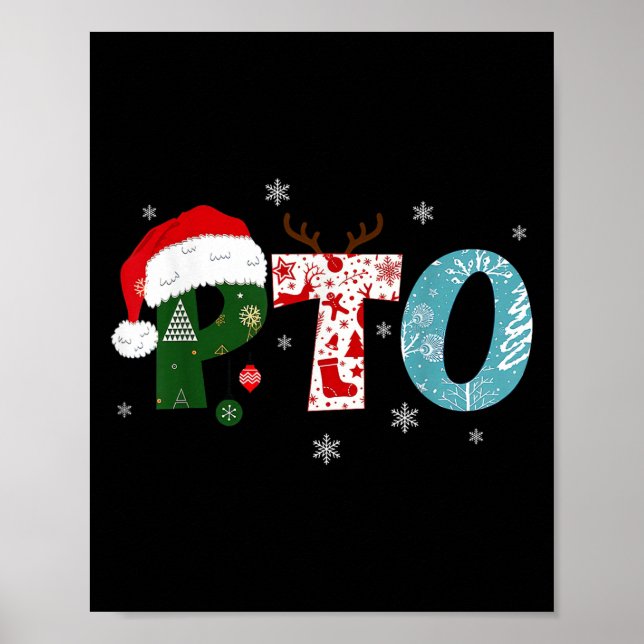 Pto Santa Hat Reindeer Parent Teacher Organization Poster (Front)