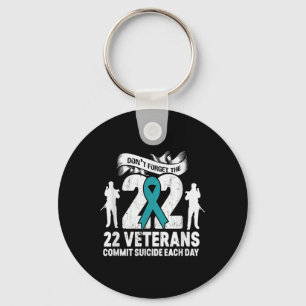 Ptsd Awareness Dont Forget The 22 Veterans Teal Ri Keychain