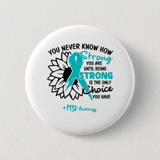 PTSD Awareness Ribbon Support Gifts Button (Front)