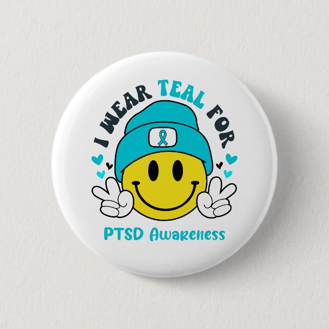 PTSD Awareness Ribbon Support Gifts Button (Front)