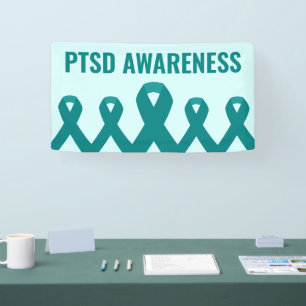 PTSD Awareness Teal Ribbon Banner