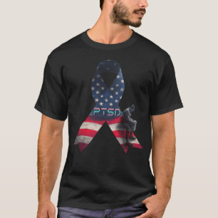 PTSD Awareness Tee USA Flag Support Military
