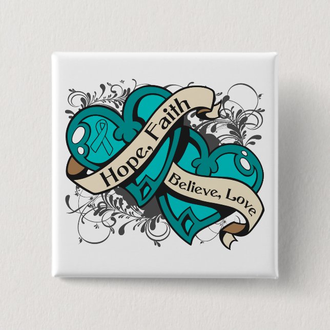 PTSD Hope Faith Dual Hearts Button (Front)