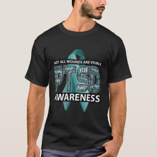 Ptsd Not All Wounds Are Visible Wordcloud Ribbon T-Shirt