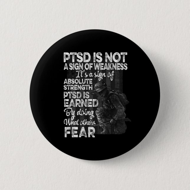 Ptsd Post-traumatic Stress Disorder Strength Aware Button (Front)