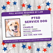 PTSD Service Dog Simple Personalized Photo ID Badge