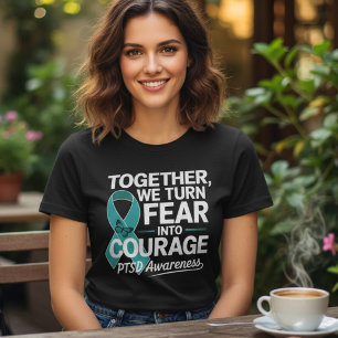 PTSD Support Squad Teal Ribbon Butterfly Tri-Blend Shirt
