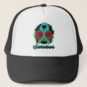 PTSD Survivor Rose Grunge Tattoo Trucker Hat
