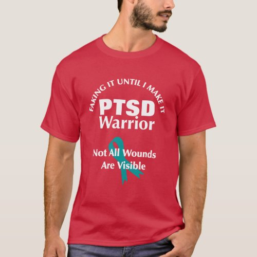 PTSD Warrior Teal Awareness Ribbon T_Shirt
