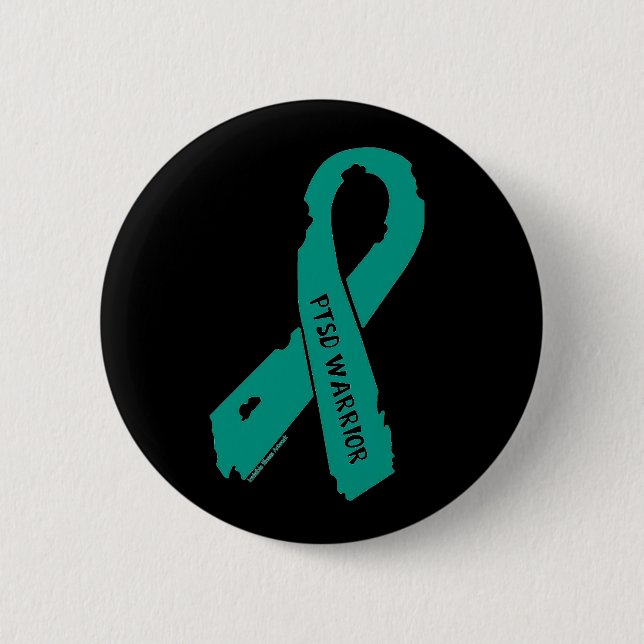 PTSD WARRIOR torn ribbon Button (Front)