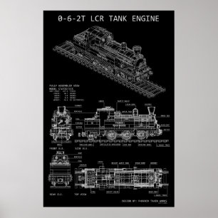 PTW 0-6-2T Tank Engine "Blueprint" Poster