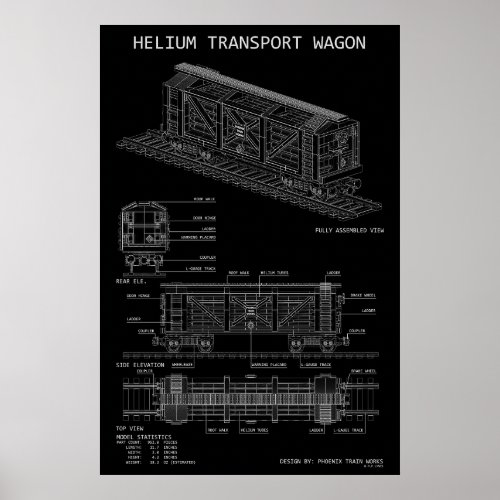 PTW Helium Train Wagon "Blueprint" Poster