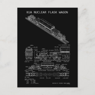 PTW KUA Nuclear Flask Train Wagon "Blueprint" Postcard