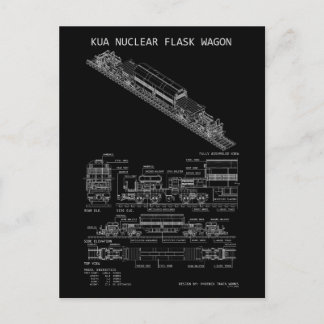 PTW KUA Nuclear Flask Train Wagon "Blueprint" Postcard