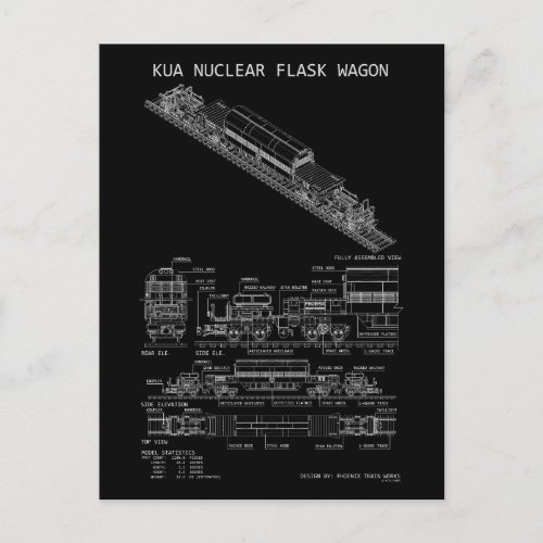 PTW KUA Nuclear Flask Train Wagon "Blueprint" Postcard
