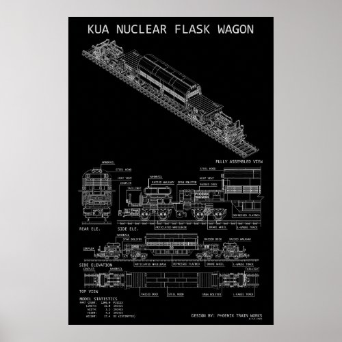 PTW KUA Nuclear Flask Train Wagon "Blueprint" Poster