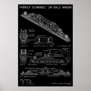 PTW Large Size Schnabel Train Wagon "Blueprint" Poster