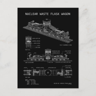 PTW Nuclear Waste Flask Wagon "Blueprint" Postcard