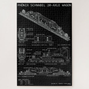 PTW Schnabel Train Wagon "Blueprint" Large Jigsaw Puzzle