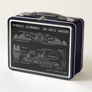 PTW Schnabel Train Wagon Technical "Blueprint" Metal Lunch Box