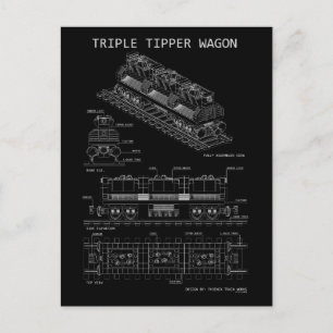 PTW Triple Tipper Wagon "Blueprint" Postcard